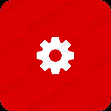 Esztétika piros Settings alkalmazás ikonok