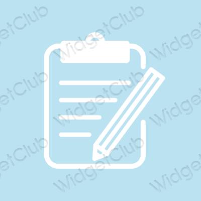 Estetic albastru pastel Notes pictogramele aplicației