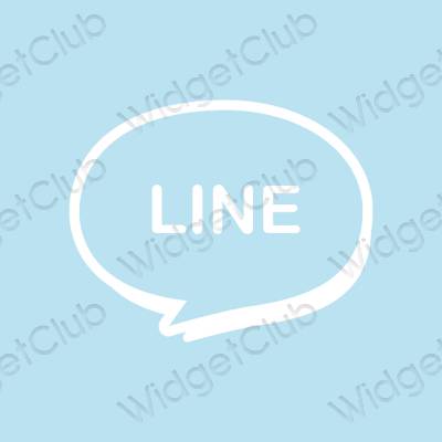 Ესთეტიური პასტელი ლურჯი LINE აპლიკაციის ხატები