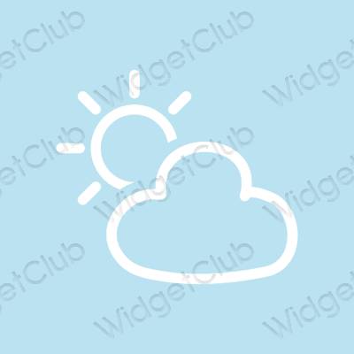 Αισθητικός παστέλ μπλε Weather εικονίδια εφαρμογών