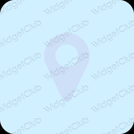 Estetické pastelovo modrá Map ikony aplikácií