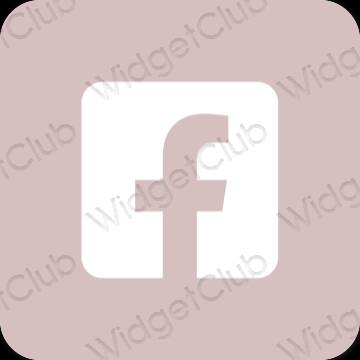 Estetis merah muda pastel Facebook ikon aplikasi