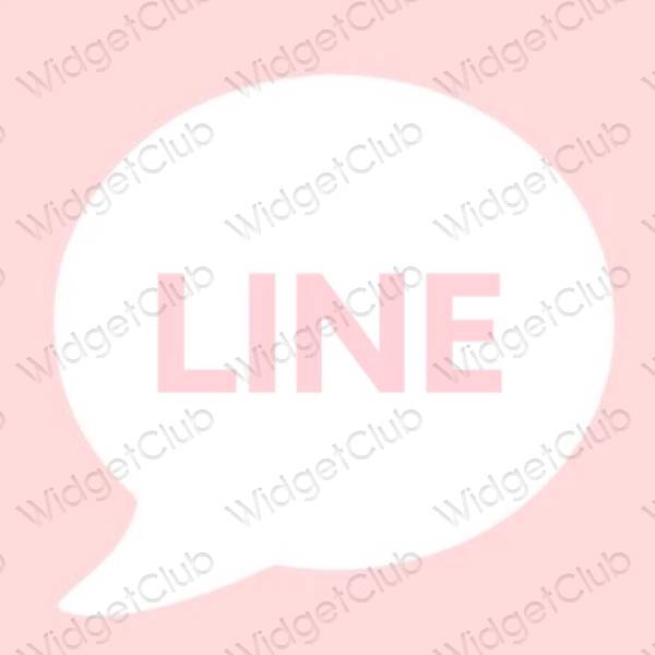 Estetinis rožinis LINE programėlių piktogramos