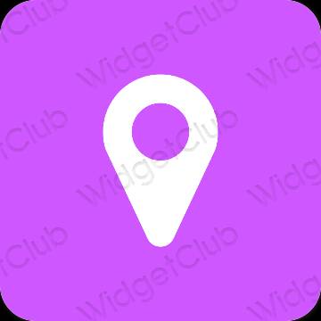 Esztétika lila Map alkalmazás ikonok