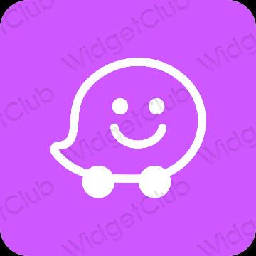 Estetis ungu Waze ikon aplikasi