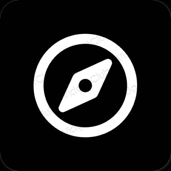 Estético negro Safari iconos de aplicaciones