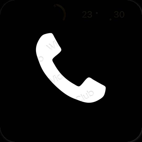 Estetik siyah Phone uygulama simgeleri