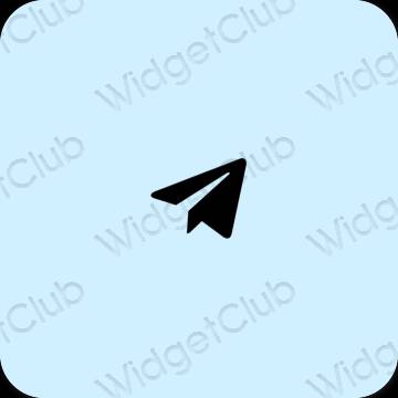Estetické pastelovo modrá Telegram ikony aplikácií