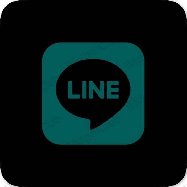 Естетски црн LINE иконе апликација