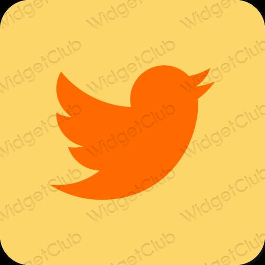 Αισθητικός πορτοκάλι Twitter εικονίδια εφαρμογών