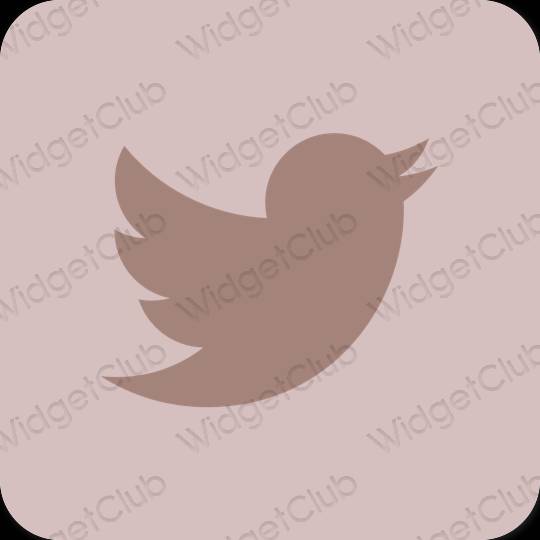 Estetik merah jambu pastel Twitter ikon aplikasi