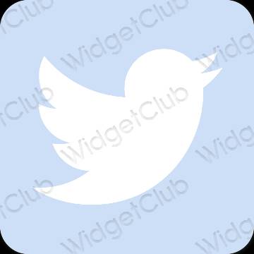 Αισθητικός παστέλ μπλε Twitter εικονίδια εφαρμογών