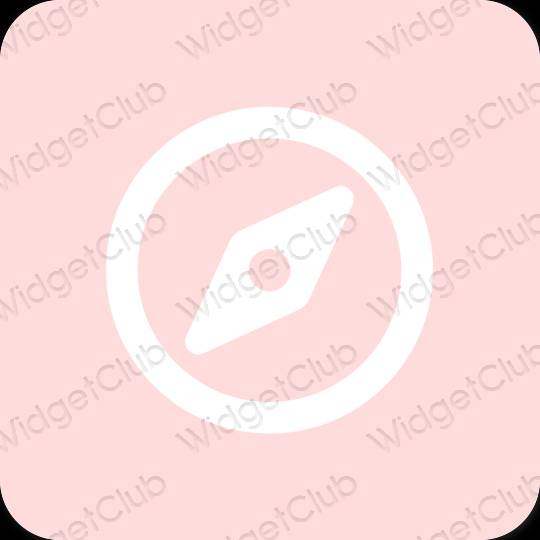 審美的 柔和的粉紅色 Safari 應用程序圖標