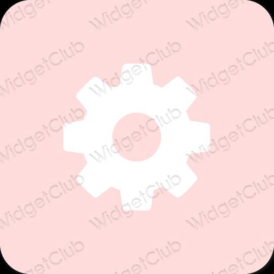 Estético rosa pastel Settings iconos de aplicaciones