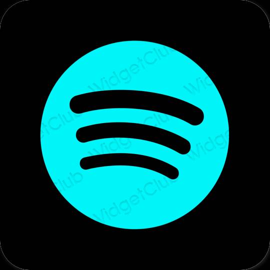 Estético azul neón Spotify iconos de aplicaciones