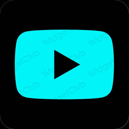 Estetisk neonblå Youtube app ikoner