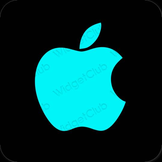 Estético azul neón Apple Store iconos de aplicaciones