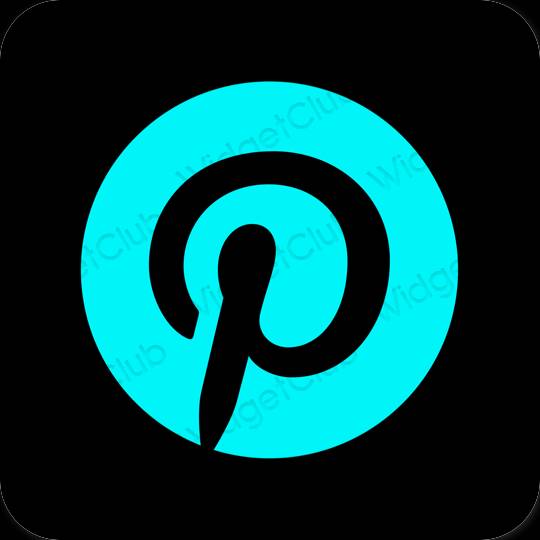 Estetik biru neon Pinterest ikon aplikasi