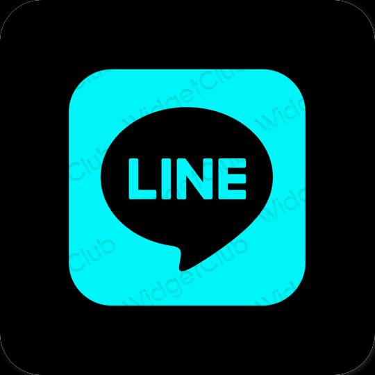 Estetis biru neon LINE ikon aplikasi