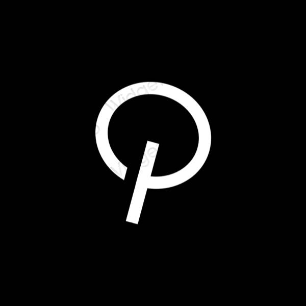 Estetinis juodas Pinterest programėlių piktogramos
