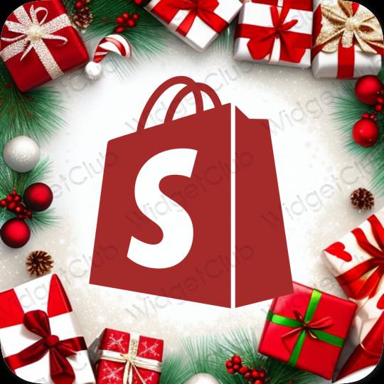 Aesthetic red Shopify app icons