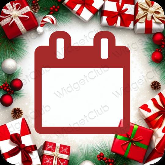 Aesthetic red Calendar app icons