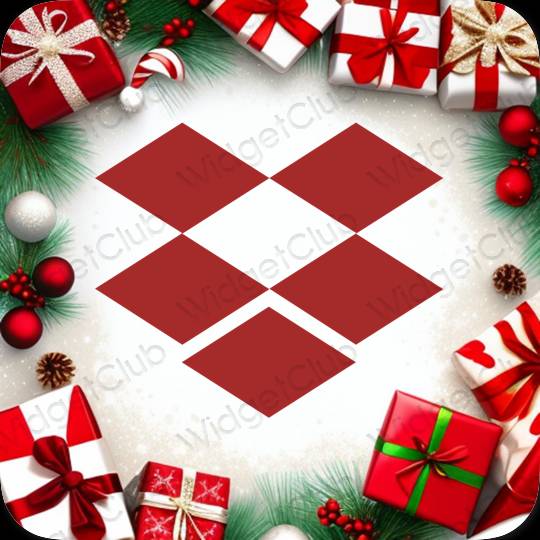 Ესთეტიური წითელი Dropbox აპლიკაციის ხატები