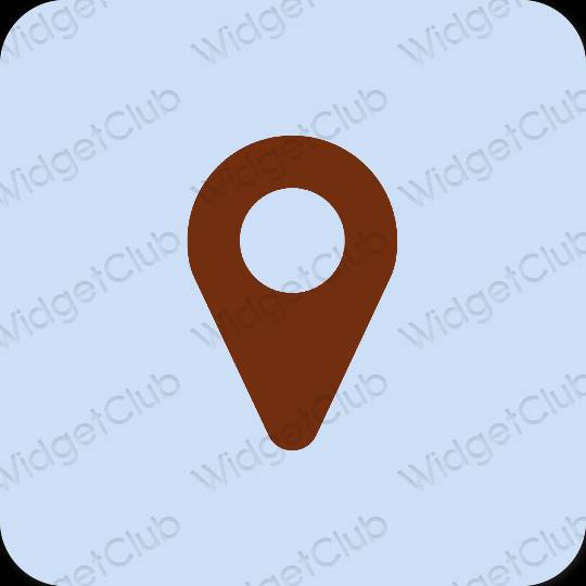 Estético azul pastel Google Map iconos de aplicaciones