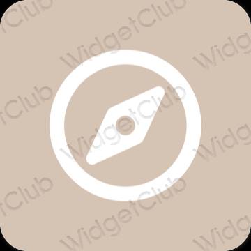 Estetyka beżowy Safari ikony aplikacji