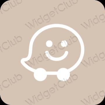 Αισθητικός μπεζ Waze εικονίδια εφαρμογών