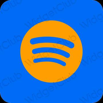 Estetické neónová modrá Spotify ikony aplikácií