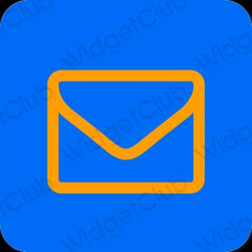 Estético azul neón Mail iconos de aplicaciones