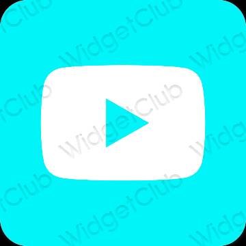 Aesthetic neon blue Youtube app icons