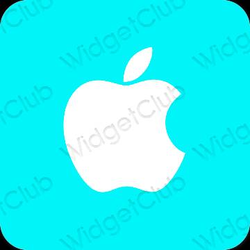 Aesthetic neon blue Apple Store app icons