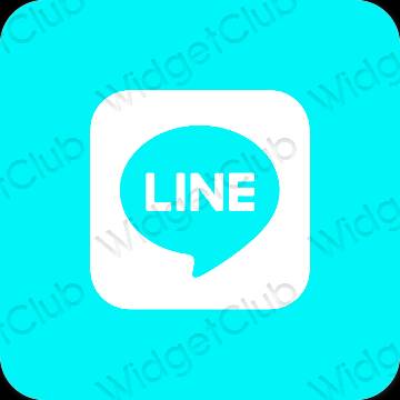 Естетичний неоновий синій LINE значки програм