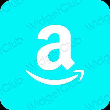 Aesthetic neon blue Amazon app icons