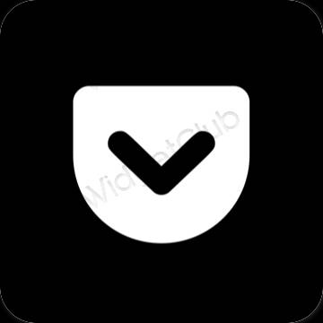 Естетичен черен Pocket икони на приложения