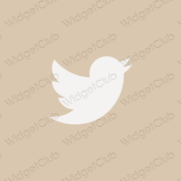 Esthétique beige Twitter icônes d'application