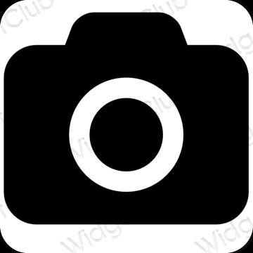 Estético negro Camera iconos de aplicaciones
