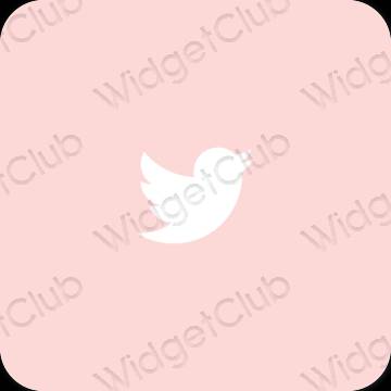 Estetski pastelno ružičasta Twitter ikone aplikacija