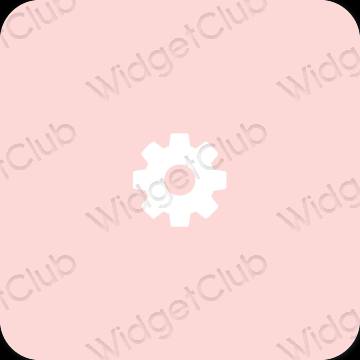 Esteetiline pastelne roosa Settings rakenduste ikoonid