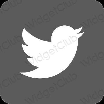 Æstetisk grå Twitter app ikoner