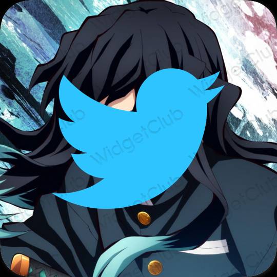 Aesthetic blue Twitter app icons