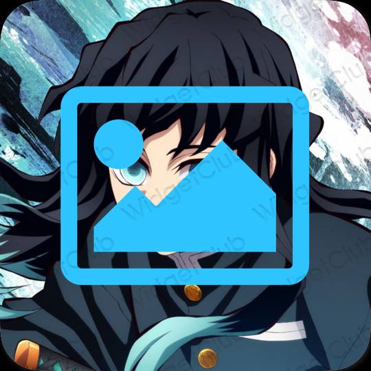 Aesthetic blue Photos app icons