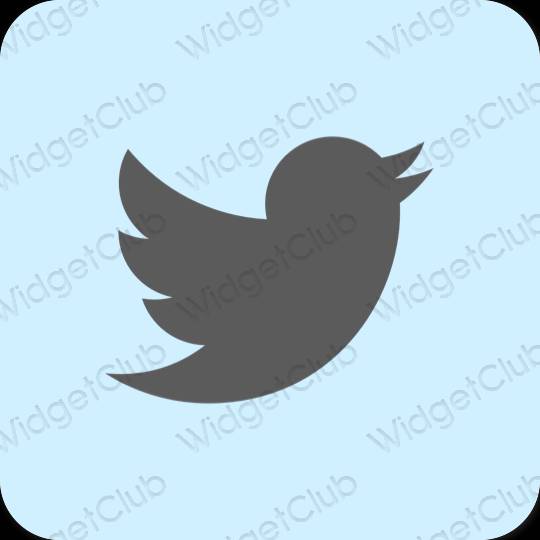 Esteetiline pastelne sinine Twitter rakenduste ikoonid