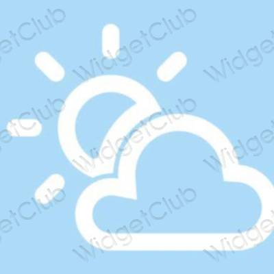 Esztétika pasztell kék Weather alkalmazás ikonok