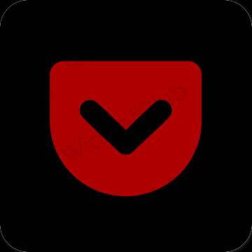 Estético vermelho Pocket ícones de aplicativos
