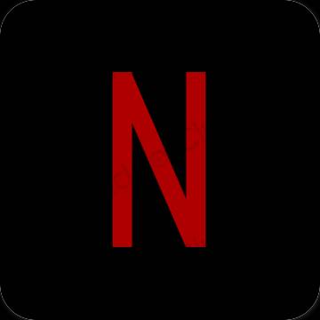 Estetické čierna Netflix ikony aplikácií