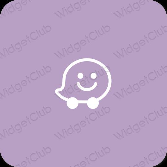 Estetisk lila Waze app ikoner