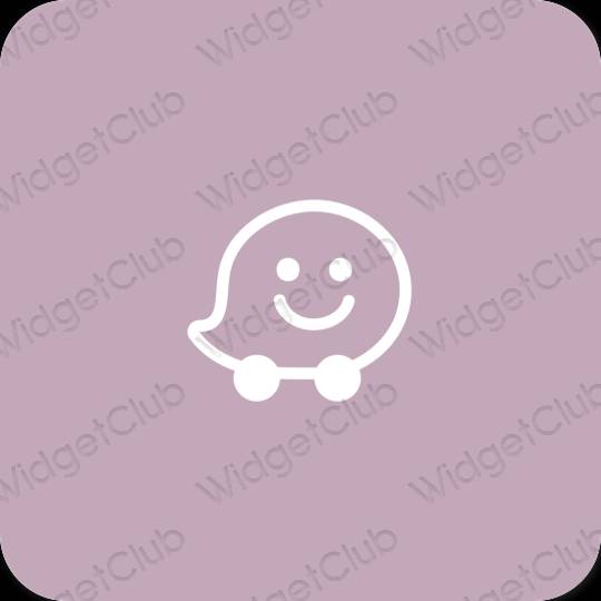 Ესთეტიური მეწამული Waze აპლიკაციის ხატები